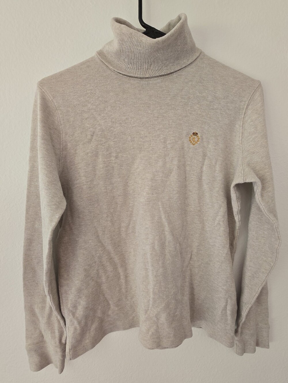 Vintage Ralph Lauren Cream Turtleneck with Embroidered Crest